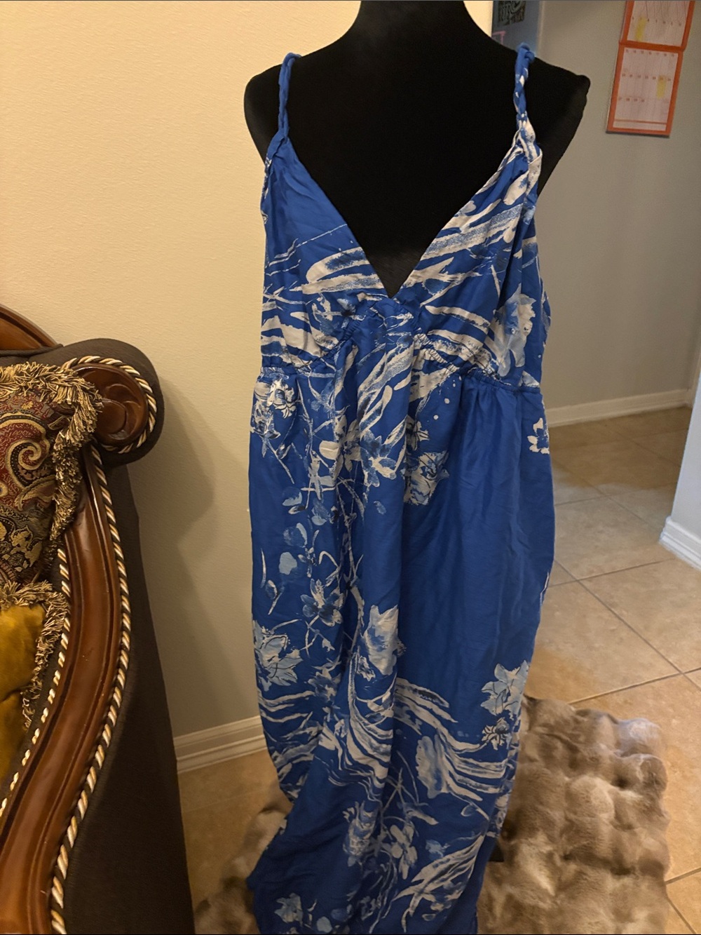 Old Navy Blue and White Floral Maxi Dress